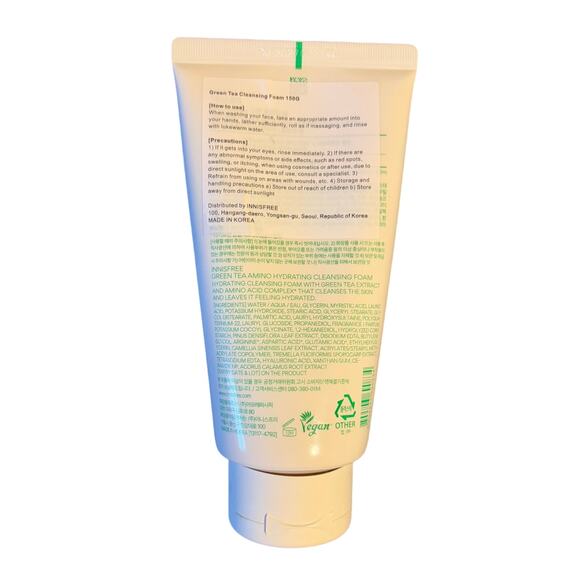 Innisfree Green Tea Amino Acid Hydrating Cleansing Foam Korean Skin Care 5.29 oz - Picture 2 of 2